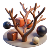 magnificent traditional Abstract 3D Render Geometric Forms and Branching Structure detailed png