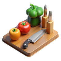beautiful rustic Kitchen Utensils Fresh Vegetables on Cutting Board original png