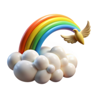wonderful vintage Rainbow, Cloud, Dove, Hope, Peace, Joy, Serenity, 3D Render, Whimsical, Fantasy premium png
