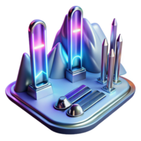 serene modern Futuristic Neon Gateway with Abstract Platforms detailed png