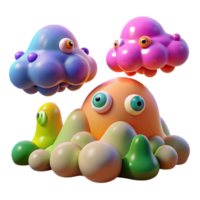 wonderful creative Colorful 3D Render of Playful Blob Creatures high quality png