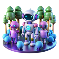 elegant modern Robots in a Forest 3D Render of Cute Bots high resolution png