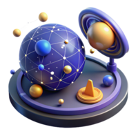 impressive minimalist Celestial Sphere 3D Model of Planetary System high resolution png