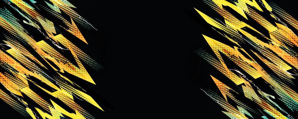 Sport Banner Design with Yellow Brush Strokes and Halftone Effect in Grunge Style