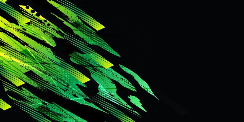 Sport Background Design with Green and Yellow Gradient Brush Strokes and Halftone Effect