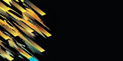 Abstract Sport Background Design with Orange and Blue Gradient Brush Strokes and Halftone Effect vector