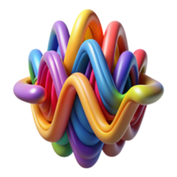 vibrant modern Abstract Colorful Waveform 3D Render of Intertwined Curves high quality png