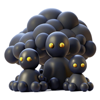 Maravilhoso contemporâneo Sombrio esfera família 3d render do abstrato figuras Prêmio png