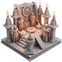 magnificent minimalist Ancient Ritual Shrine Mystical Figures Sacred Flames premium png