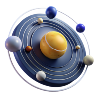 serene modern Abstract Planetary System 3D Render of Celestial Orbits authentic png