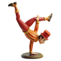 magnificent rustic Circus Acrobat Handstand, Red and Gold Costume genuine png