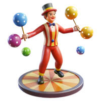 magnificent artistic Circus Juggler 3D Render Colorful Balls and Performance high quality png