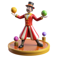 extraordinary artistic Circus Juggler 3D Render of a Ringmaster detailed png