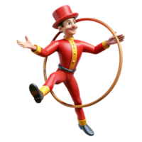 beautiful minimalist Circus Performer with Hoop 3D Render detailed png