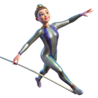 vibrant rustic Girl Acrobat Balancing on a Pole original png