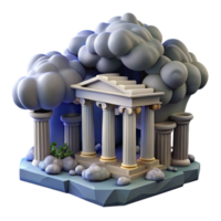 impressive rustic Ancient Temple 3D Model Clouds, Columns, and Stone 4K png