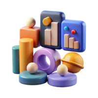 wonderful rustic Abstract 3D Shapes Data Visualization Colorful Geometry 4K png