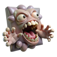 serene rustic Screaming Cartoon Monster 3D Render high quality png