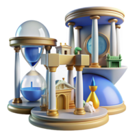 vibrant modern Classical Architecture, Time, and Serenity A 3D Surreal Scene authentic png