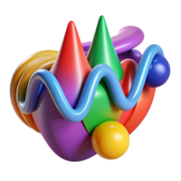 extraordinary vintage Abstract Colorful 3D Shapes Gradient Cones, Spheres, and Curves authentic png