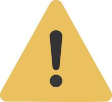 Yellow triangular caution sign featuring a bold black exclamation mark in a flat design style, conveying alertness and safety awareness, art vector