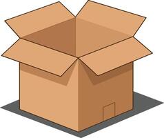 Open cardboard box with sharp edges and shadows in a minimal flat design showcasing storage and organization in art vector