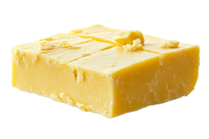 Block of yellow butter on a white background png