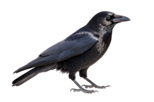 Raven perched, sharp features, glossy feathers png
