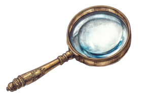 Vintage magnifying glass with ornate handle design png