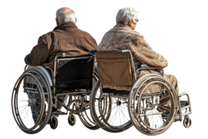 Couple in wheelchairs enjoying a moment together png