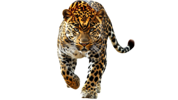 Wild leopard running in a natural habitat setting png