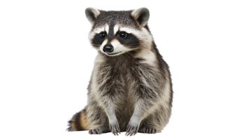 Curious raccoon sitting still in a neutral space png