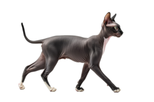 Sphynx cat walking gracefully in a studio setting png