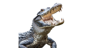 Detailed view of an alligator displaying its teeth png