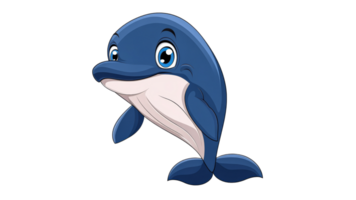 Joyful cartoon dolphin swims in ocean png