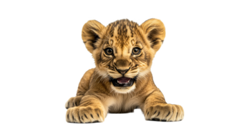 Lion cub resting with playful expression png