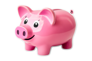Happy pink piggy bank ready to save coins png
