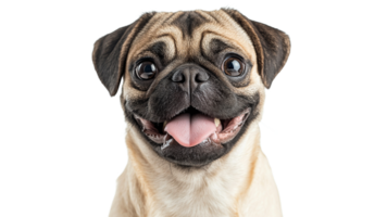 Pug dog with joyful expression on white background png