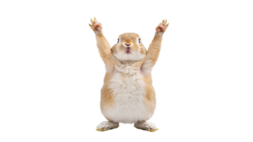 Small rabbit celebrating with raised paws in joy png