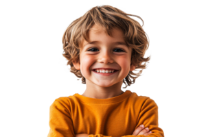 Smiling boy in bright setting, arms crossed png