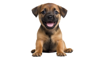 Happy puppy with joyful expression in studio png