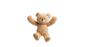 Teddy bear with colorful patches Happy and soft png