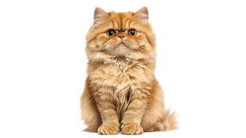 Persian cat with fluffy fur sitting calmly indoors png