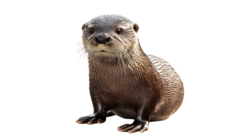Playful otter sitting on a smooth surface png