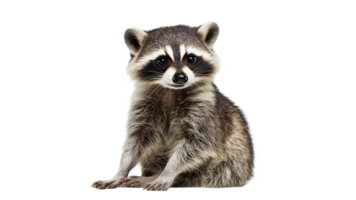 Raccoon sitting calmly on a white background png