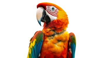 Brightly colored macaw perched in vibrant display png