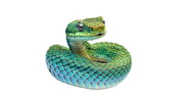 Colorful green snake resting in a coiled position png