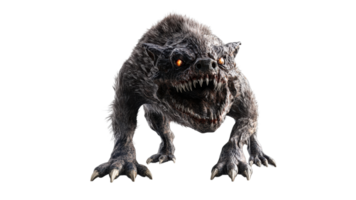 Fierce creature with glowing eyes in dynamic pose png