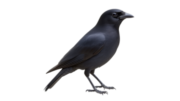 Black bird standing on ground in natural setting png