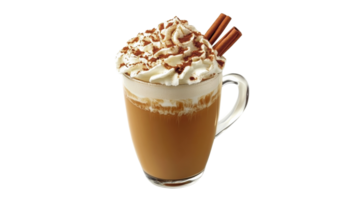 Delicious caramel latte topped with whipped cream png